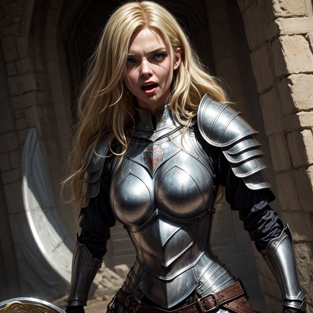 (((full body photo:1.3))) of Avril Lavigne, warrior princess , (((armour and boots:1.3))), Heavy Metal Fakk, (((wielding a sword:1.3))), fighting demons, ((in hell)), ((cleavage:1.3)), angry, (injured), (((various camera angles:1.3))), (wearing lipstick), (goth makeup), looking away from camera, extremely high quality RAW photograph, detailed background, intricate, Exquisite details and textures, highly detailed, ultra detailed photograph, warm lighting, artstation, 4k, sharp focus, high resolution, detailed skin, detailed eyes, 8k uhd, dslr, high quality, film grain, Fujifilm XT3,
