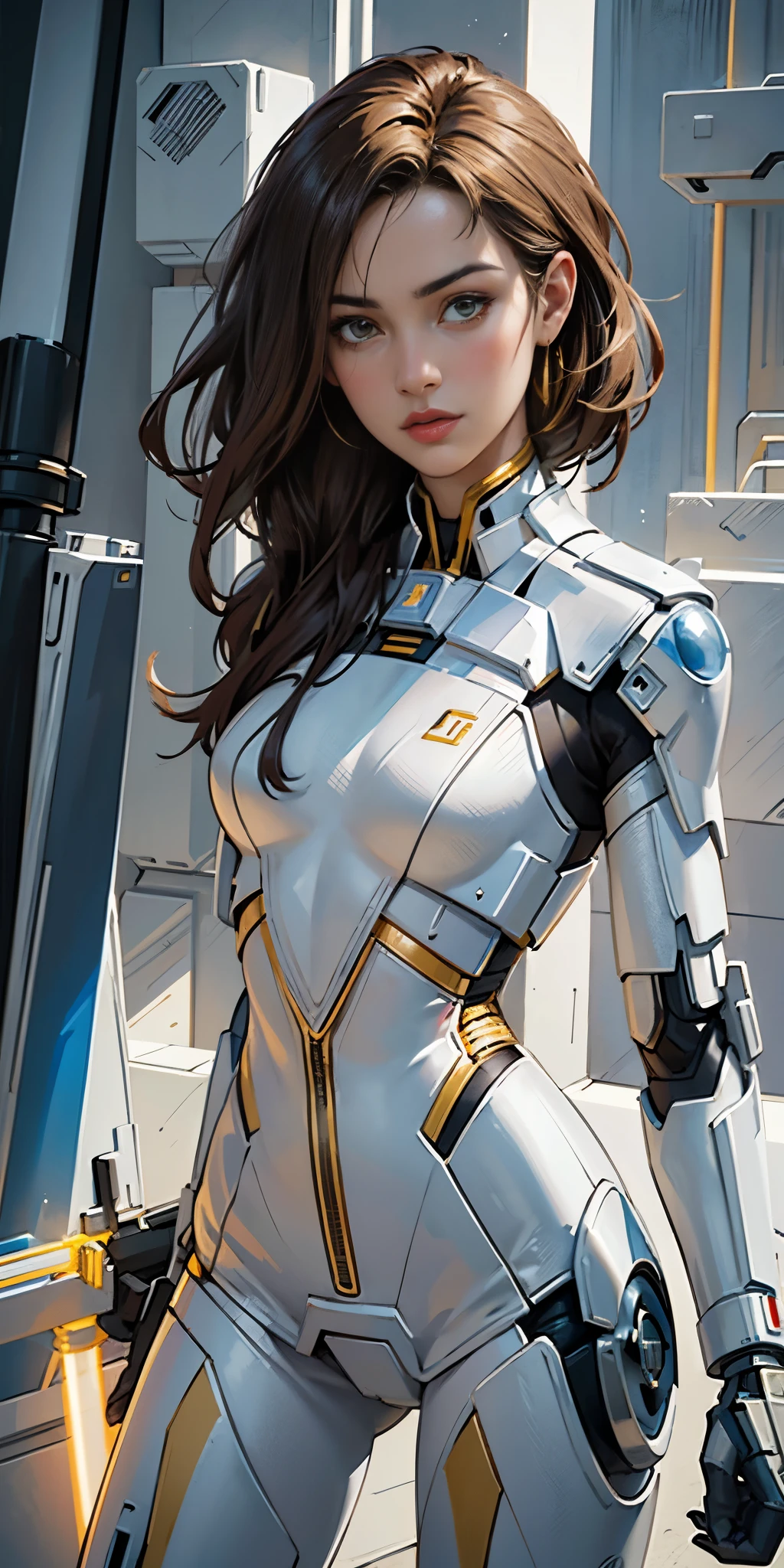 sexy woman transparent Star Wars bikini posing in front of a spaceship, digital painting, beautiful digital artwork,