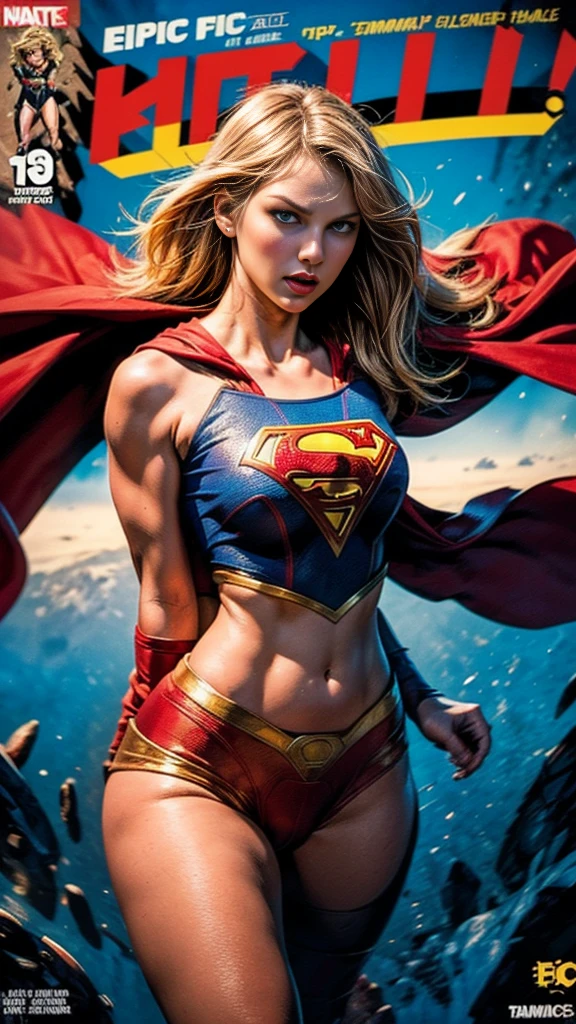 Imagine what a Supergirl television series would have looked like in the '70s,com uma jovem atriz loura, Beautful, cena de corpo inteiro.