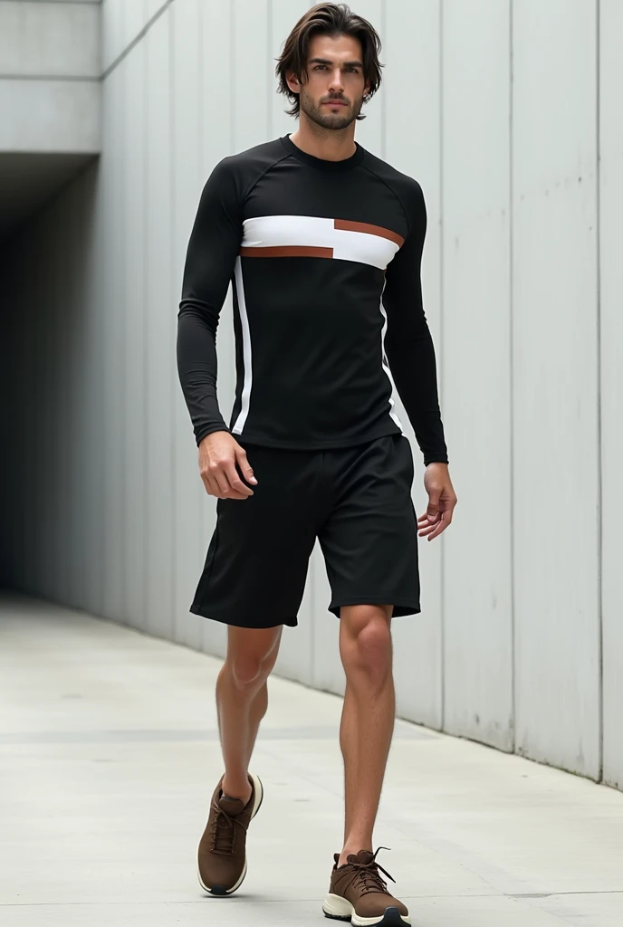 Minimal jersey shorts with grays black maroon white color