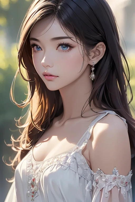 (( top quality )), (超 high image quality), ( very detailed), ( detailed description ), (( best CG )), (masterpiece),  Ultra Detailed Art 、( top quality 、8k、32K、masterpiece)、( realistic)、( realistic:1.2)、( high image quality)、 very detailed、 Very Beautiful Face and Eyes、 1 Woman 、 thin waist、Delicate body、( top quality 、 Attention to Details 、Rich skin to wear )、( top quality 、8k、Oil paints:1.2)、 very detailed、( realistic、 realistic:1.37)、 bright color、 beautiful women、Detailed aspects 、(masterpiece:1.2,   top quality ), ( realistic, photo realistic:1.4), (( casual fashion:1.3))