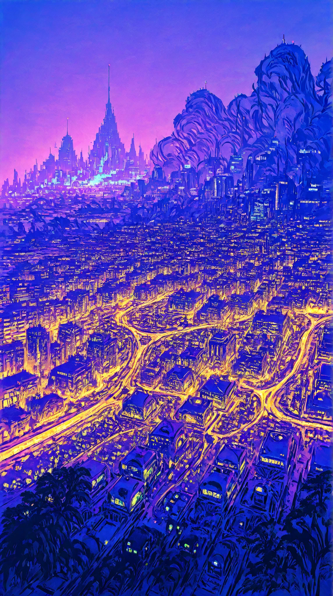 tropical city landscape painting,City Concept Art, Fantasy sci-fi city,  Futuristic Diesel Punk Street, Pictorial Concept Art ,  a tropical dystopian city ,  Zootopia concept art , A bustling cyberpunk metropolis, Dystopian digital concept art,   SF Cyberpunk City Street  , 