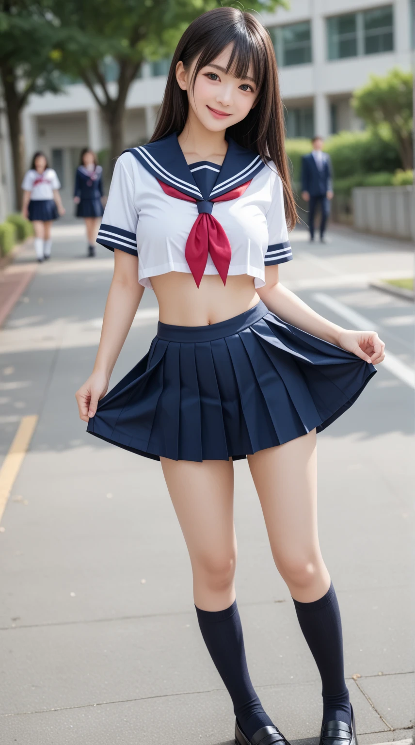  Full Body Wet Japanese Female Middle School Student 、two asian women in セーラー服, ( underboob)、 pale smile 、 lots of semen 、 school uniform,   Japanese Middle School Girls Uniforms 、 Black Knee High Socks 、( back view、upskirt、 low angle shot)、Real young idols , Sailor school uniform、  Wear Navy Pleated Skirts 、Japanese female junior high school student's sailor suit 、  school swimsuit、 realistic atmosphere， cute girl，Young Face，baby face， cute sailor suit、 big breasts with firmness