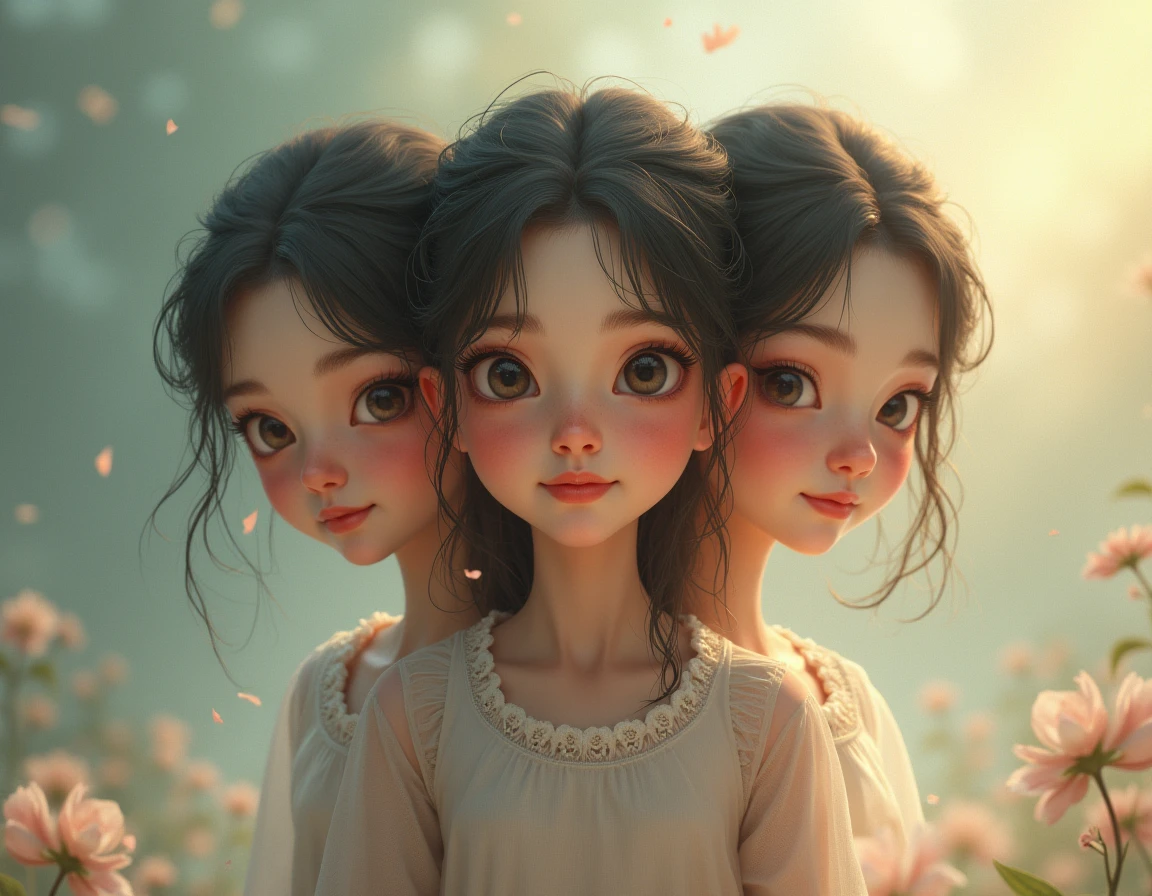 Uma imagem de Luna, A and two friends with bright eyes and curious expression