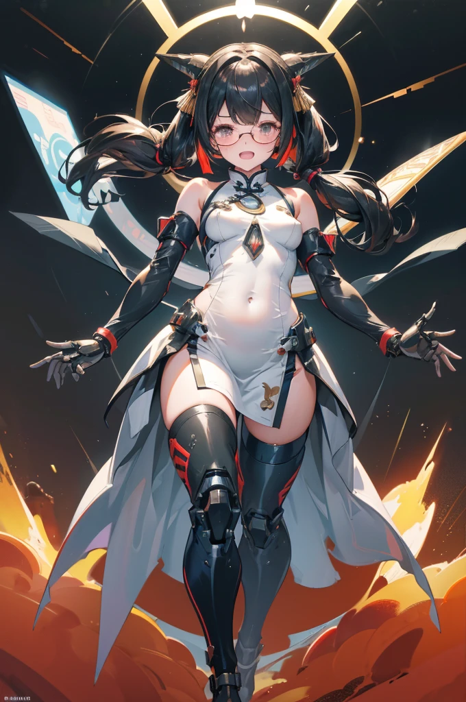 ((Best quality)), ((masterpiece)), (detailed: 1.4), crysis nanosuit, square chin, Guweiz-style art, Guweiz, beautiful character painting, Guweiz in Artstation Pixiv, Guweiz in Pixiv ArtStation, beautiful digital art, Wlop Rossdraws, Guweiz masterpiece, (Absurd), Egyptian woman airplane pilot ready for war, perfect body, dark skin, (((Hemhem crown on head, Style of a triple Atef))),  (((Khat))), (((defined muscles, half-thick bare thighs, mouth closed, only in panties, muscular body covered in technological clothing, Neon Genesis Evangelion style, cyberpunk, ((Sphinx)), (Cleopatra), head covered by an Egyptian ornament in the shape of a golden eagle wing, ((perfect medium breasts)), (white eyes without pupils), (((black, silver and red clothing)), (((long black straight hair with heavy bangs on the forehead))),  (Egyptian ornaments), ((hieroglyphics on the arms)), short underwear, garter belt, by mucha, niji --V5, close to real, psychopathic, crazy face, sexy pose, background with a sphinx, 2 piece clothing, pastel, centered, scale to fit dimensions, HDR (High Dynamic Range),Ray Tracing,NVIDIA RTX,Super-Resolution,Unreal 5,Subsurface dispersion, PBR texture, Post-processing, Anisotropic filtering,  Depth of field, Maximum clarity and sharpness, Multilayer textures, Albedo and specular maps, Surface shading, Accurate simulation of light-material interaction, Perfect proportions, Octane Render, Two-tone lighting, Wide aperture, Low ISO, White balance, Rule of thirds, 8K RAW