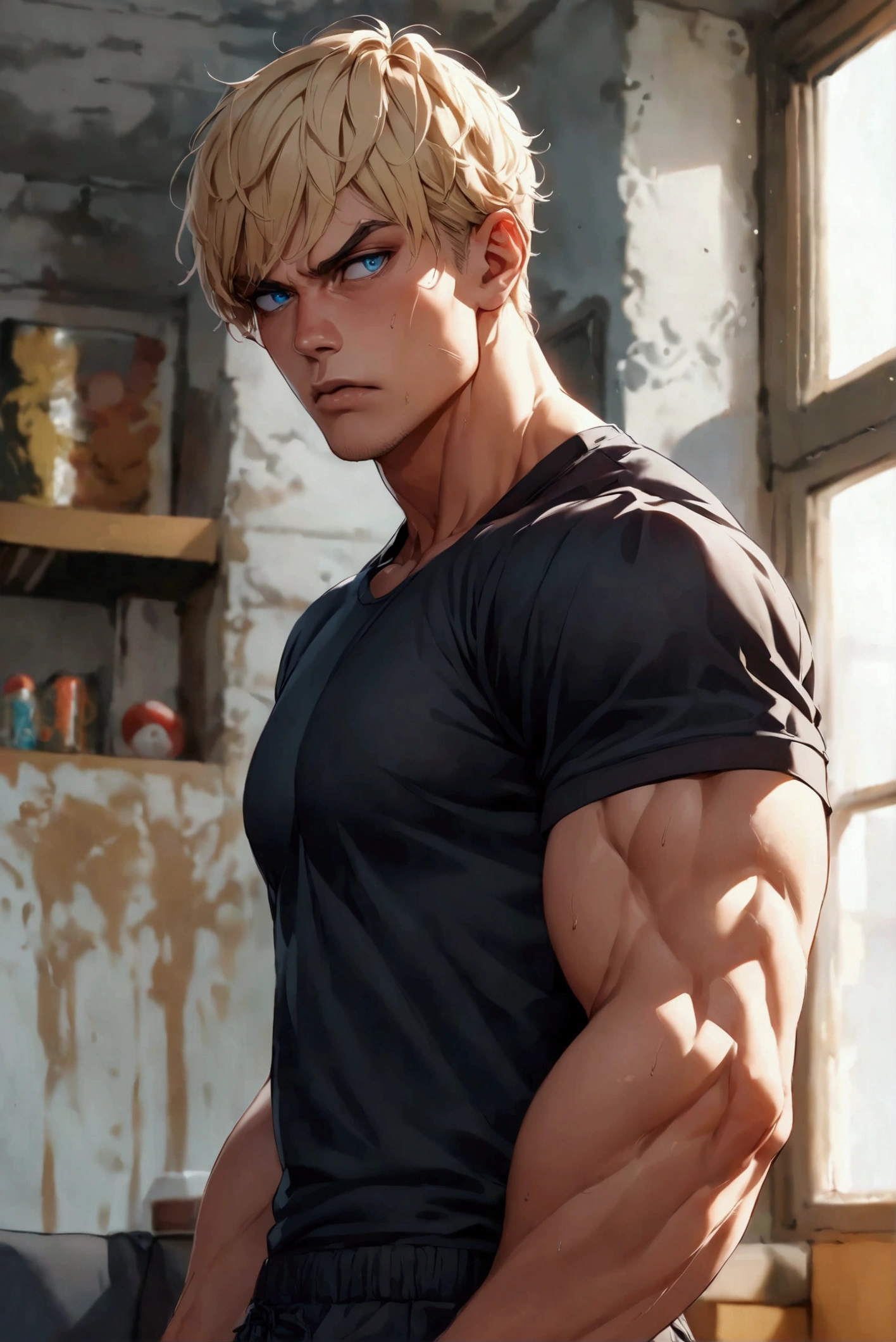 bowl hairstyle 16 years old boy muscular body like bodybuilder naked,thong
