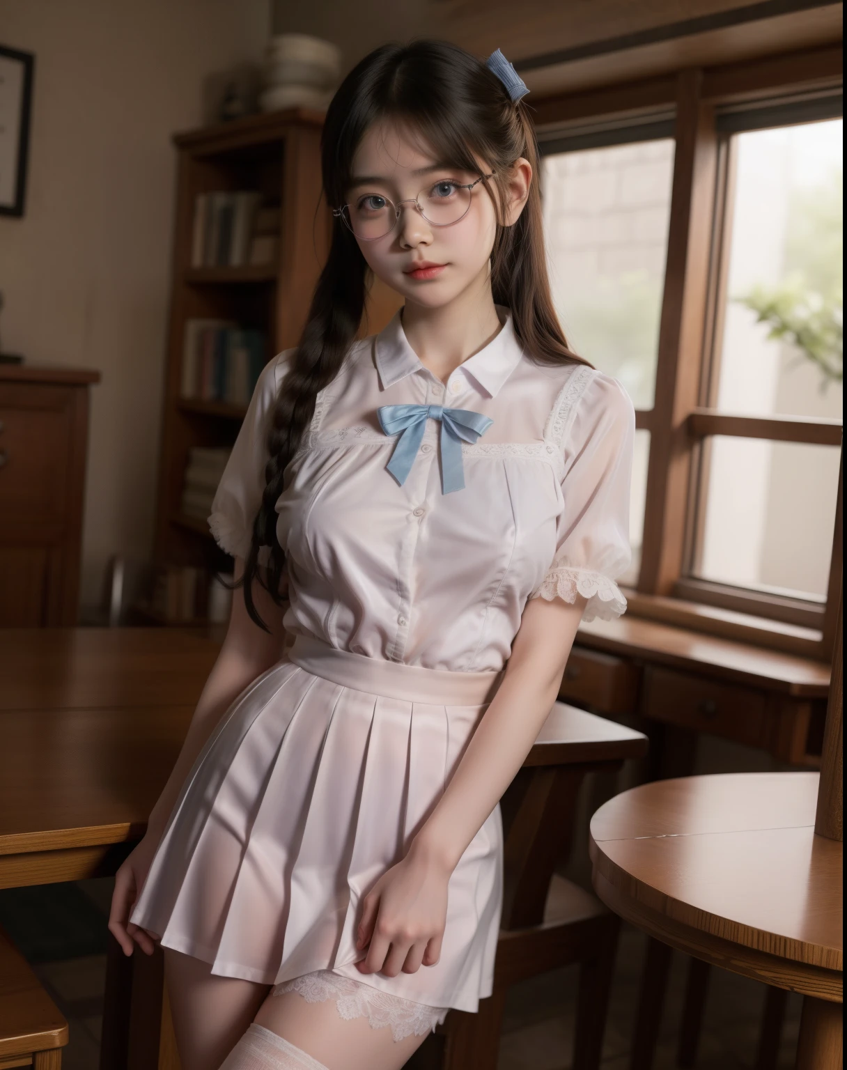 A girl uniform school staylor, cute l old, maturbate, big breast, sexy, short dress, twin tail ,cloth opening v chested bra thin silk lace, A girl, cute l old, maturbate, big breast(huge, clegve), sexy, short dress skirt more layer, twin tail, CG Unity 8k Wallpaper, in lace petticoat thin silk wet , open v chested petticoat, The chest more exposed, detailed hair, bra purple, detail 8k, upper body, ignette transparent fabric flower, A girl, cute l old, maturbate, big breast, sexy, CG Unity 8k Wallpaper, in uniform school ignette transparent fabricthin silk wet ,open v chested petticoat, eyes realistic sizing, pleated skirt black, (((round face, blush))), ((table corner is hit her crotch)), (precise depiction of and explore bra , ribbon, (stylish glasses, braid) , cloth shirt vignette transparent fabric blue flower, fishnet stockings,CG Unity 8k Wallpaper,