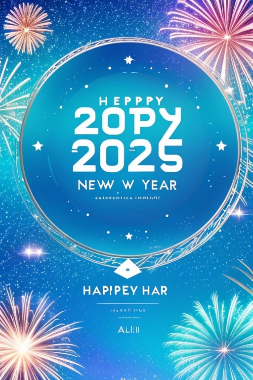 A visually captivating New Year 2025 celebration image with a blue and sky blue color theme. The background features a serene, slightly glowing sky merging into waves of oceanic blues, symbolizing hope and unity. Elegant white text reading 'Happy New Year 2025' is prominently displayed, complemented by festive elements like fireworks in soft blue tones and subtle shimmering stars. The SeaArt.ai logo is integrated seamlessly, placed at the bottom center of the image. Overall, the design exudes a sense of celebration, freshness, and togetherness, embodying the joy of the New Year.