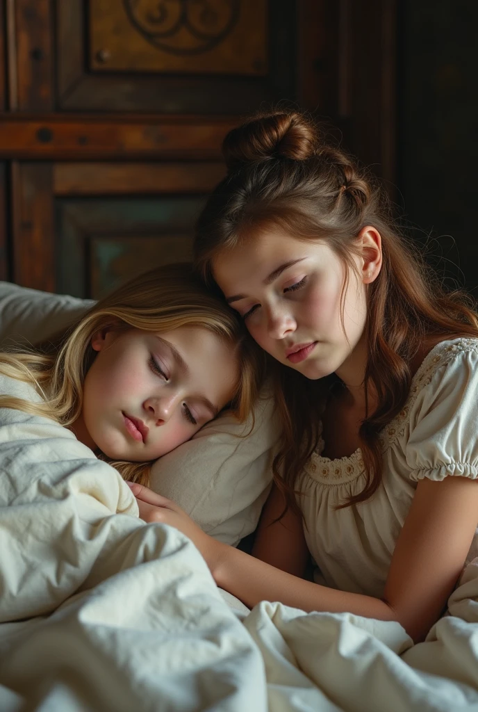 mENINA CHILD with a headband and closed eyes, sleepy fashion model face, dreaming face, peaceful face, beautiful languid princess, peaceful expression, taylor swift as a celestial angel, black and white portrait, p&m photo, sleeping princess!!!, sleepy, head resting on hands, with eyes closed, black and white portrait, solemn expression