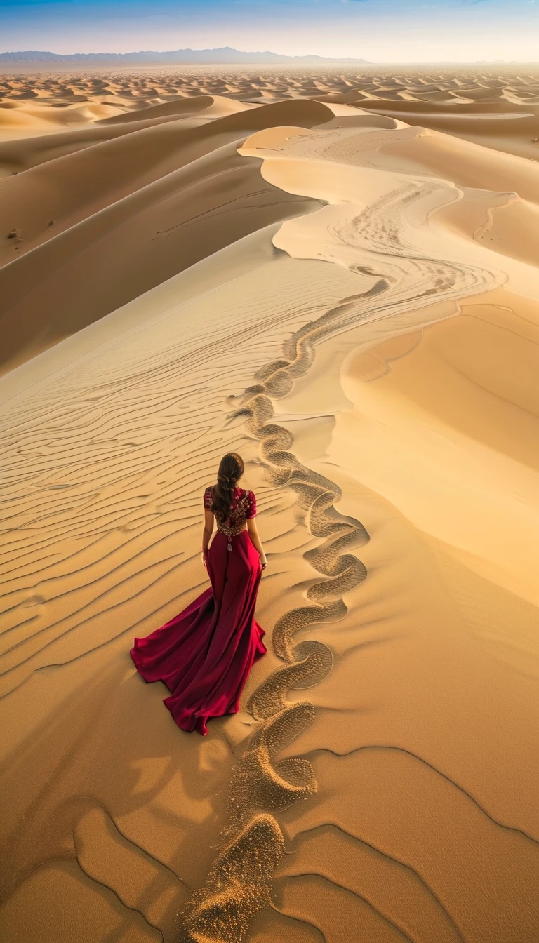 (masterpiece, best quality:1.2), 1girl, solo，walking，sand，desert，earth