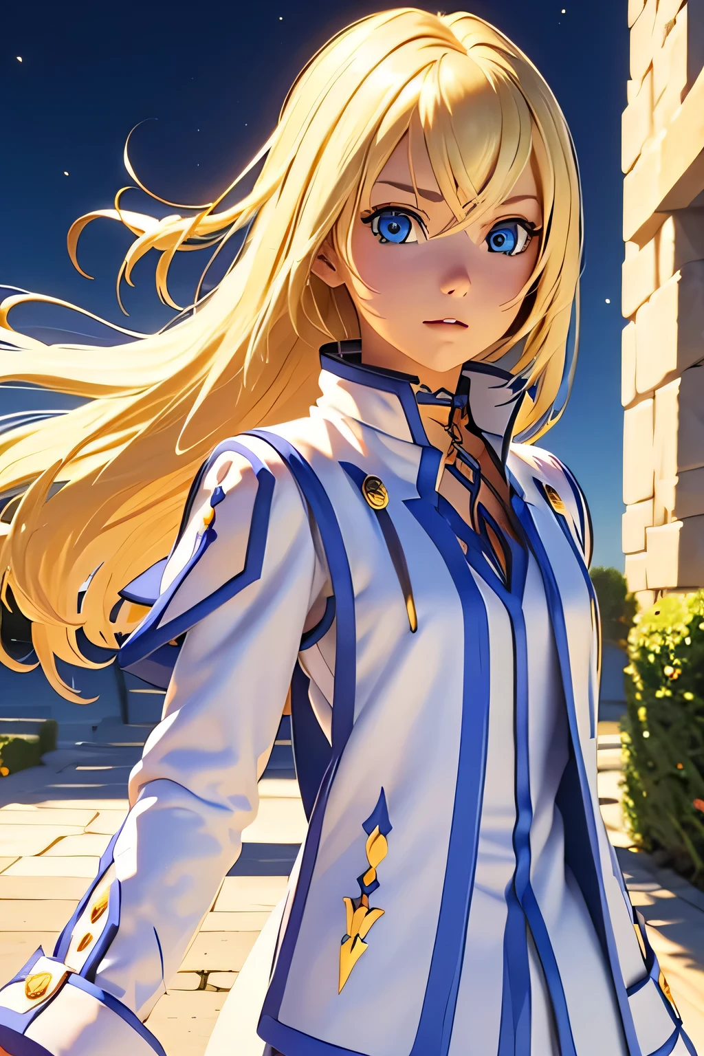 Perfect Anatomy top quality , Highest Resolution ,((Clothes with metallic luster Shiny blond hair blue eyes girl))) TALES OF SYMPHONIA Collet Brunel
