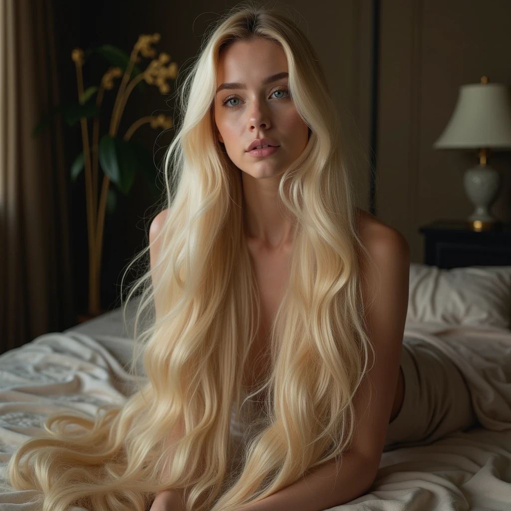 (From the knee up!!!Shooting of)　(She lives in a red-hued Gothic-style mansion..)　((She was sitting with her back arched, Expose as much of your back and hair as possible.!!))　((Her bangs are neatly trimmed、Straight down.!!!))　((Her hair is very curly:1.5))　((Her hair color is platinum blonde))　((Her hair color is platinum blonde))　((Her hair color is platinum blonde))　((Her hair color is platinum blonde))　((Her hair is in the Highest quality and with the best details　Her hair is abnormally very long　Her hair is very shiny, Thick and voluminous.　Highest quality with the most detailed hair on both ends!!!!!　Flowing Hair!!!　Thick and heavy hair!!!　Her hair is abnormally very long　Shiny Hair!!!　Beautiful silky hair!!!!!　The most beautiful platinum blonde hair in the world!!!　Her hair is abnormally very long　Her hair is abnormally very long　Her hair is abnormally very long))　((She is wearing a black bra with lots of lace..　She is wearing black panties with lots of lace..))　(She looks at the viewer with a very sensual expression..)　((Highest quality))　((masterpiece))　(Get used to it)　((She is 24 years old and French.&#39;The most sensual and beautiful hair model.　Or a fashion model))　(Get a sensual make-up treatment from a professional make-up artist....　Exquisite texture:1.4　Bright red lipstick!!!　Beautiful black eyeliner)　Perfect Woman&#39;face　(Her face is dignified そして sexy)　(Perfect double eyelids)　((Her eyebrows are very thin:1.8))　Perfect Woman&#39;face　((Her face has the characteristics of a French woman.!!!))　(Her face shape is thinner than average:1.8)　(Her eyes are larger than average:1.8　Her nose is higher than average:1.8)　(She is more attractive than the average French woman..:1.5　Her skin is a typical Caucasian complexion..　Her skin is very high quality and super high resolution.、very beautiful そして glowing skin)　(Her face is dignified and sexy)　((Rich 1.4))　(Extremely detailed 8K)　(Ultra-fine skin texture 1.4)　(Now, Vibrant:1.4), 　Sharp focus:1.2、Beautiful woman:1.4　dynamic light in