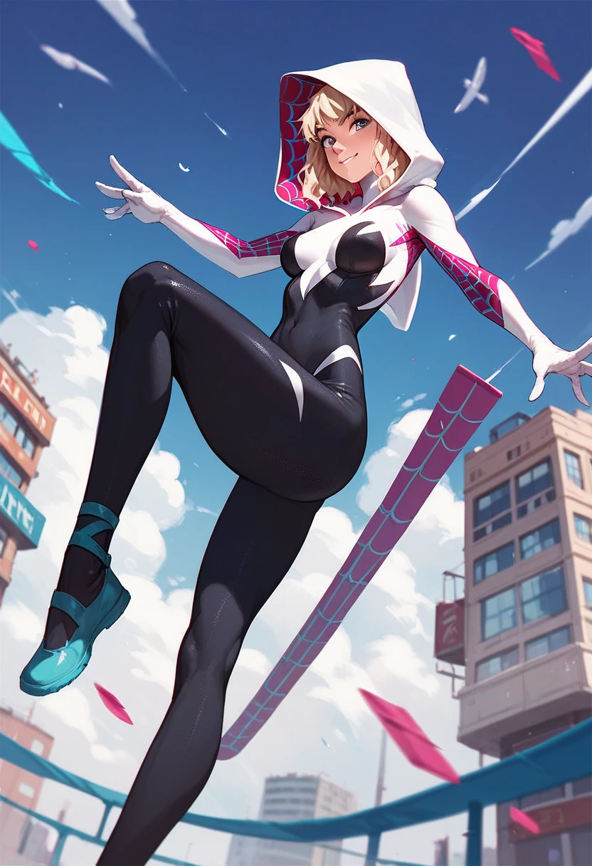 highest possible image quality, Gwen Stacy is taking a selfie and showing off her body. She is taking off her gym clothes, revelando seu corpo apertado e em forma, seios pequenos, calcinhas, fat pussy lips are wet, seios pequenos. camel toe, fat pussy lips