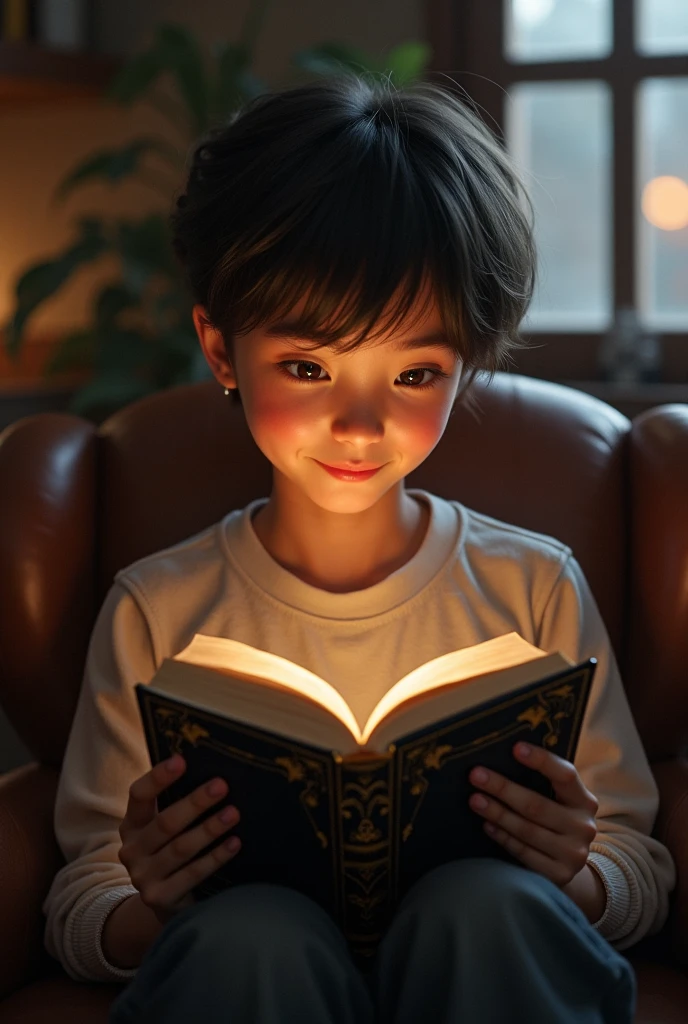 Create a happy teenager with a Bible reading profile picture 