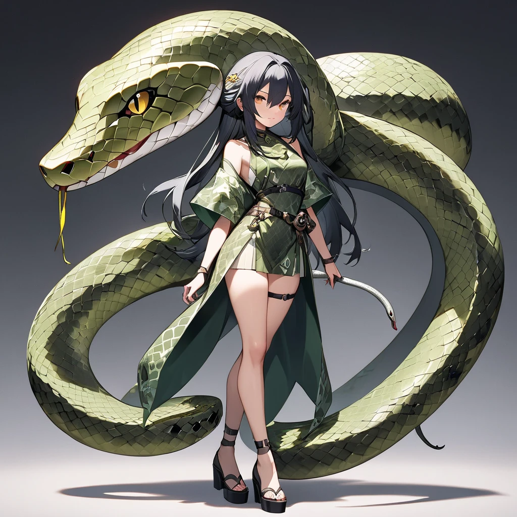 woman,  full body shot,snake girl