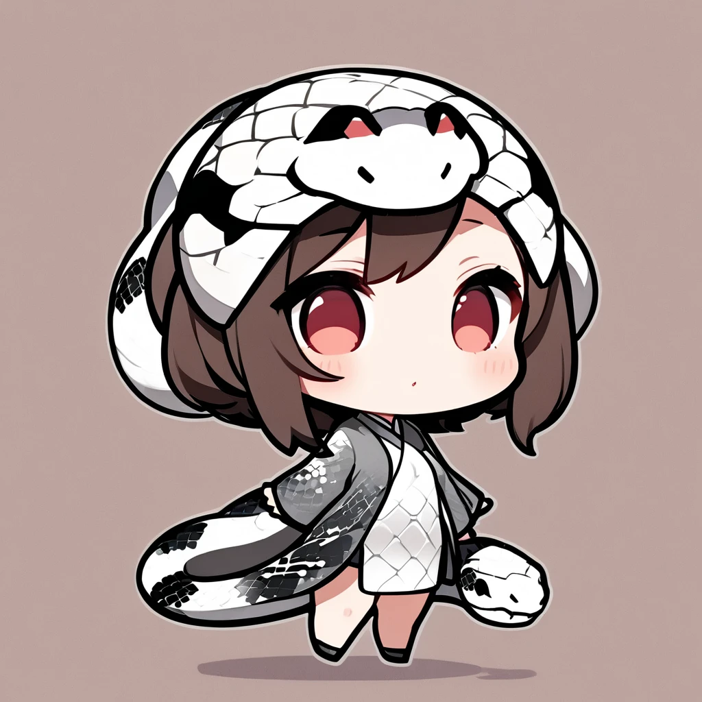 woman,  full body shot, chibi, snake girl