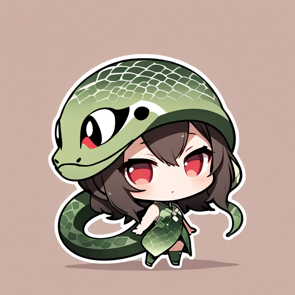 woman,  full body shot, chibi, snake girl