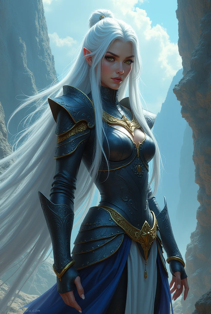 fantasy art, dnd art, RPG art, wide shot, (masterpiece: 1.4) a (portrait: 1.3) intense details, highly detailed, photorealistic, best quality, highres, portrait a female (fantasy art, Masterpiece, best quality: 1.3) ((blue skin: 1.5)), intense details facial details, exquisite beauty, (fantasy art, Masterpiece, best quality) cleric, (blue: 1.3) skinned female, white hair, long hair, (hair hides ears: 1.5), (green: 1.3) eye, fantasy art, Masterpiece, best quality) armed a fiery sword red fire, wearing heavy (white: 1.3) half plate mail armor, wearing high heeled laced boots, wearing an(orange :1.3) cloak, wearing glowing holy symbol GlowingRunes_yellow, within fantasy temple background, reflection light, high details, best quality, 16k, [ultra detailed], masterpiece, best quality, (extremely detailed), close up, photorealistic, RAW, fantasy art, dnd art, fantasy art, realistic art,((best quality)), ((masterpiece)), (detailed), perfect face,