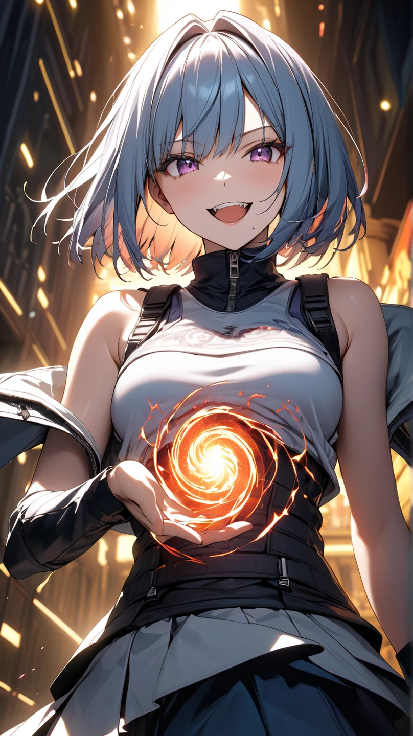 (Masterpiece, Side Light, Fine Beautiful Eyes: 1.2), (Masterpiece * Portrait), Portrait, (Bust), Realistic, Anatomically Correct, 3D Face, Sweet Skin, (Solo), Highlights, Gradient Hair, (Close-up of Face), Cute Face, (Fire Opal-like Purple Eyes), Hanging Eye Corners, ((High Detail Skin, Visible Pores)), (Perfect Figure), A Beautiful Girl, Small Breasts, ((Military Full Cover Biochemical Protective Suit)), (Neck Ring), Very, very short short gloves, (chains)