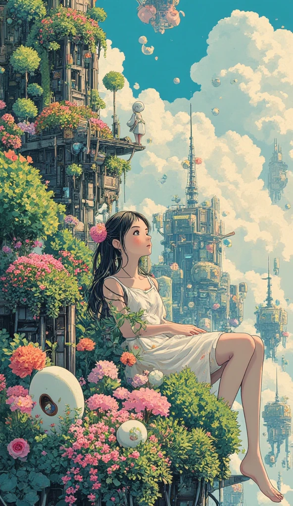 280th floor infinity pool,The tallest building in the urban forest, {Around bonsai|Luo Han Song|coconut palms|tulips|Rose flower}, ExtermlyDetaild(ProfessionlPhoto of Girl floating in the sky:1.37)(Masterpiece 8K TopQuality:1.2), (ExtremelyDetailed KAWAII face Eyes:1.28){ElaboratePupils with (SparklingHighlights:1.28)|DoubleEyelids with (Voluminous LongEyelashes:0.88)|RosyCheeks} BREAK Detailed impeccable Radiant PearlSkin with Transparency, Skinny(SchoolSwimwear:1.37) beautiful graceful {(HiddenHand)|(Corrected BabyLikeHand)} (Whole Body Proportions and all limbs are Anatomically Accurate), Full of Flowers