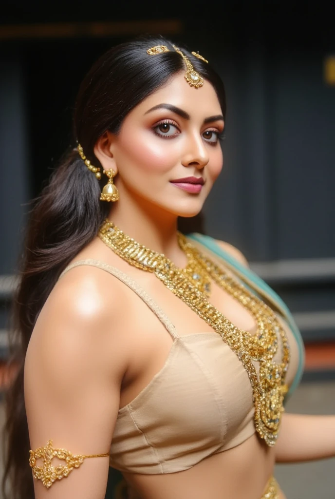 1woman
Location: village erotic nude
(madhuri dixit:0.5), (Rekha:0.5) , (ananya Pandey:0.5) (Ava addams:0.8), (Roberta Gemma:1), large expressive light brown eyes, young:2, chubby, voluptuous

Dress: Wearing (sleeveless designer blouse showing ample cleavage with see-through saree:1) 
Full length picture: coy look, doe-eyed, short, voluptuous+ milf erotic+++ aunty-  deep ample cleavage, beautiful hands, supermodel-erotic-sexy-makeup-celebrity-makeup-erotic-make-up-voluptuous-sexy aunty, feminine, large beautiful doe eyes, sexy+++ yet mature+++ face, erotic mature+ 40 year old Indian Bengali mother showing off (deep chubby fleshy navel partially covered by saree pallu), smiling++ (deep ample cleavage low neck saree (cup size: 38 DD) exposing the large areola of the other) with ( chubby fleshy navel)++

The photo avoids the pitfalls of bad art, such as ugly and deformed eyes and faces, poorly drawn, blurry, and disfigured bodies with extra limbs and close-ups that look weird. It also avoids other common issues such as watermarking, text errors, missing fingers or digits, cropping, poor quality, and JPEG artifacts. The photo is free of signature or watermark and avoids framing issues. The hands are not deformed, the eyes are not disfigured, and there are no extra bodies or limbs. The phouo is not blurry, out of focus, or poorly drawn, and the proportions are not bad or deformed. There are no mutations, missing limbs, or floating or disconnected limbs. The hands and neck are not malformed, and there are no extra heads or out-of-frame elements. The photo is not low-res or disgusting and is a well-taken, highly detailed, and beautiful rendering.