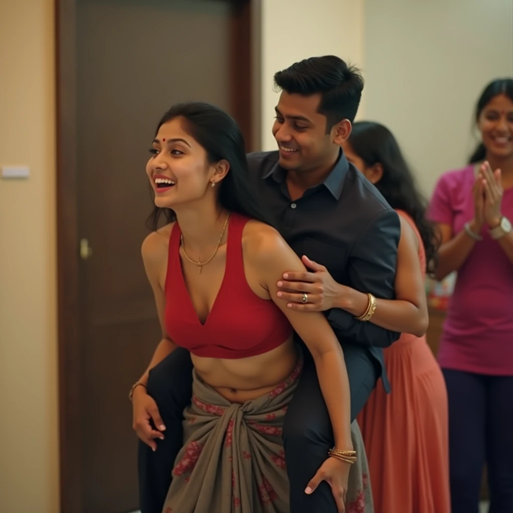 A indian girl shaking hands with thalapathy vijay porteait realistic