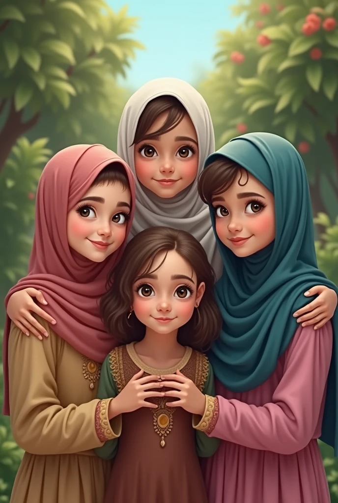 1 Muslim mother, 3 daughters and 1 son total 4 persons