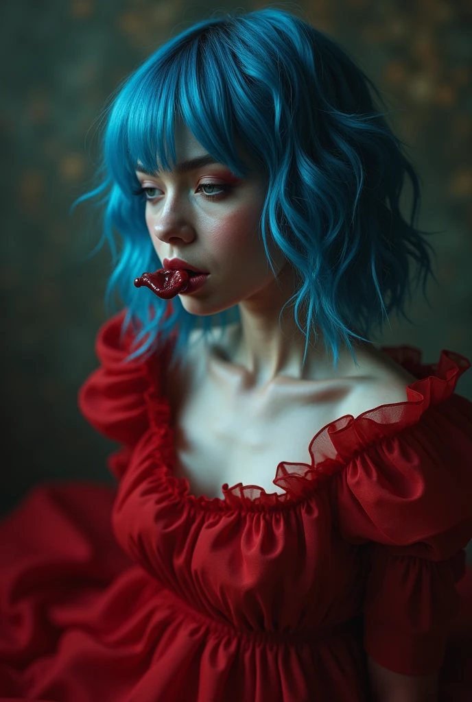 elegant woman in a dress, (smearedmakeup), face, makeup, red eyeshadow, red lipstick, pink hair,
<lora:Smeared-Makeup-SDXL-000008:1>