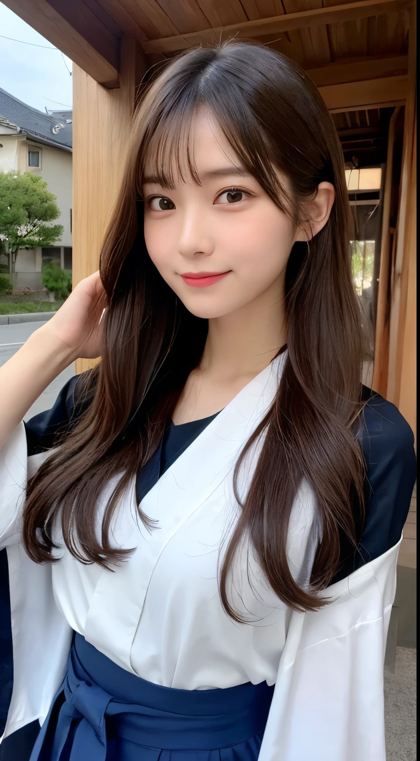 table top, highest quality, shape, Super detailed, finely, High resolution, 16k, perfect dynamic composition, straight hair, medium hair, brown hair,natural color lip, smile, 20歳のgirl、cute、beautiful、完璧でbeautiful顔, beautiful and detailed face, slim face and body, Elegant face, KPOP idol face、Japanese idol faces、small face、Big eyes, brown eyes, droopy eyes, 緻密でbeautiful目, girl, No bangs, near the river、yukata、
