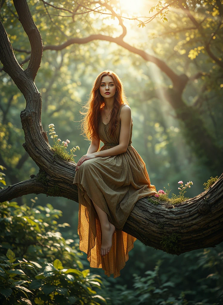 nature photography of a european woman on a branch