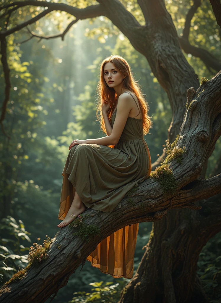 nature photography of a european woman on a branch