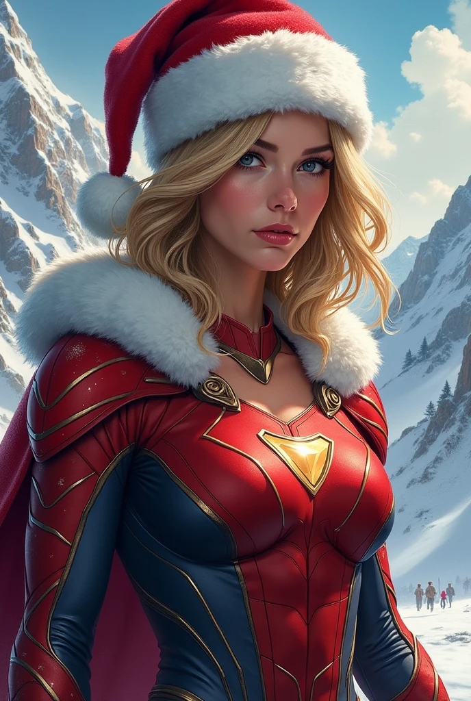 (1 Woman), (sexy leather ski suit) ,ski instructor in luxuous chalet with snow moutain , (slim body with perfect proportion ), (detailed faces with perfect proportions),(Naughty smile), (french faces style), (blond hair with red strandsand and complex hairdressing) , (Beautiful Naughty blue eyes) , (big breasts) , masterpiece, realistic realism, warm light, amazing beauty, top model, sexy pose,gorgeous, realistic white skin details