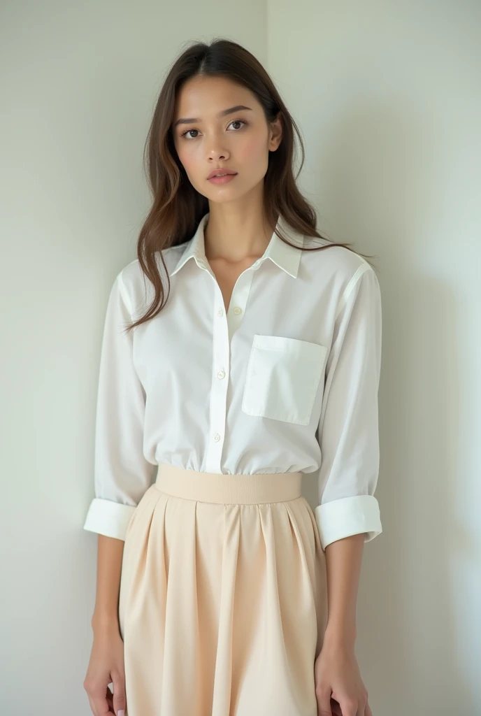 Highest quality,High Quality Products,detailed,गायरु,slim,Blonde bob cut hair,Very small breasts,shirt,Pleated skirt,Looks happy