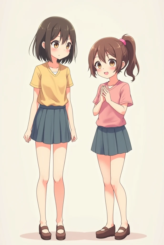 1girl,The best composition、Highest quality、Masterpiece、Twin tails、Landscape、skip、強風にあおられた小学生のが前に進めずTwin tailsがオールバックになっている、Red dress、Shiori high socks、Brown Loafers、Red School Bag、Primary yellow background、