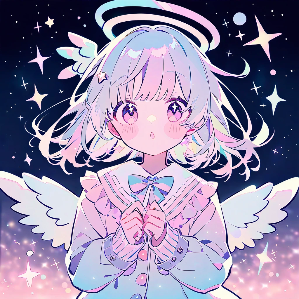 Popular Girls,   pastel color，Angel，Light，Sparkle， starry sky ，Pastel cute 