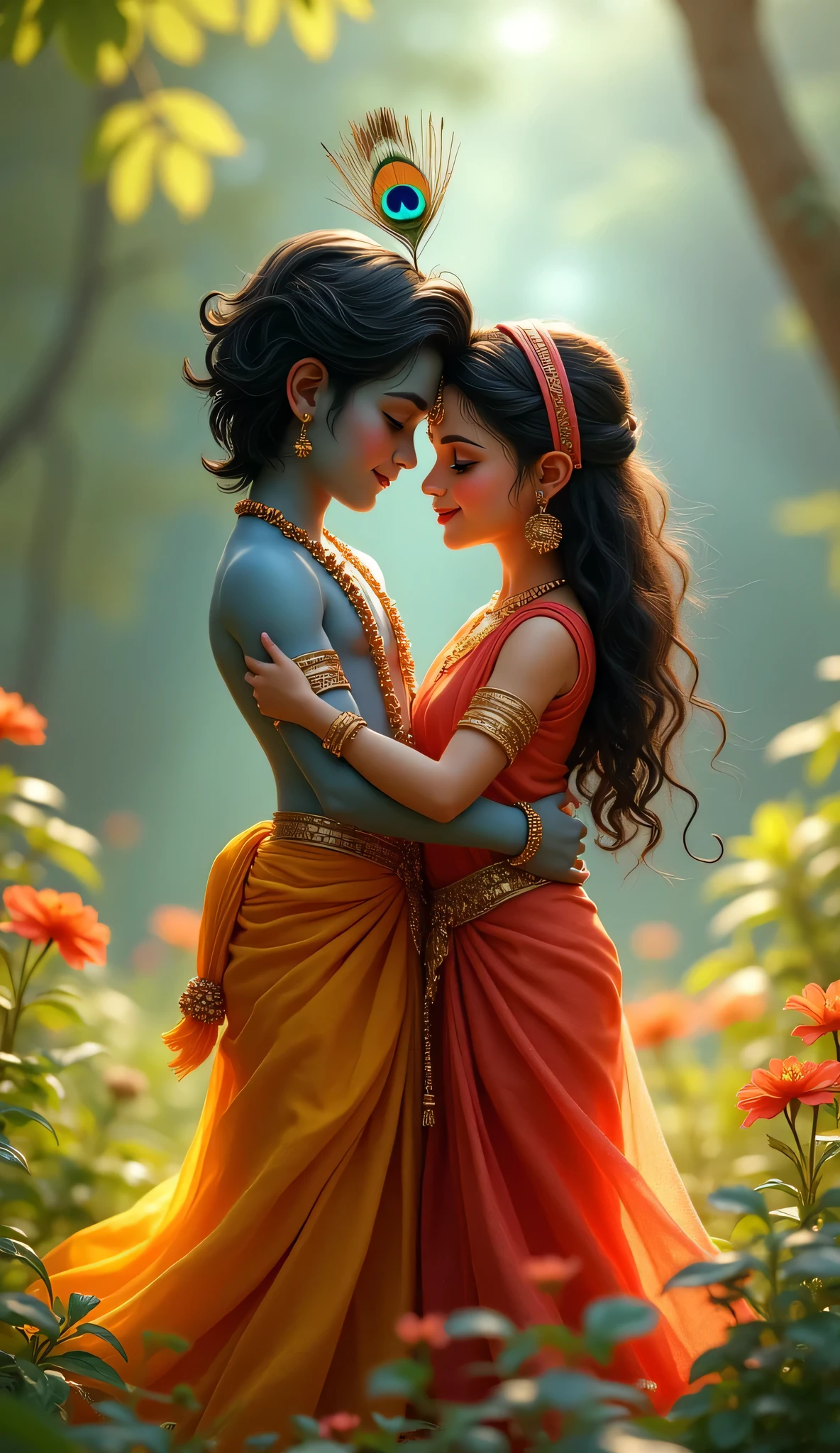 Beautiful Lard Sri Krishna explain Geetha to a girl 1 and wearing t shirt her name is pavani on the t shirt back side
