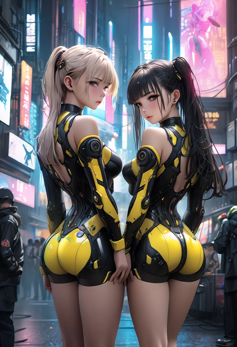 Two women in black catsuits posing for a photo, WLOP and Sakimi-chan, extremely detailed art gelm, wlop and art gelm, range murata and art gelm, style art gelm, art gelm style, art gelm and genzoman, ig model | art gelm, ruan jia and art gelm, 2 girls