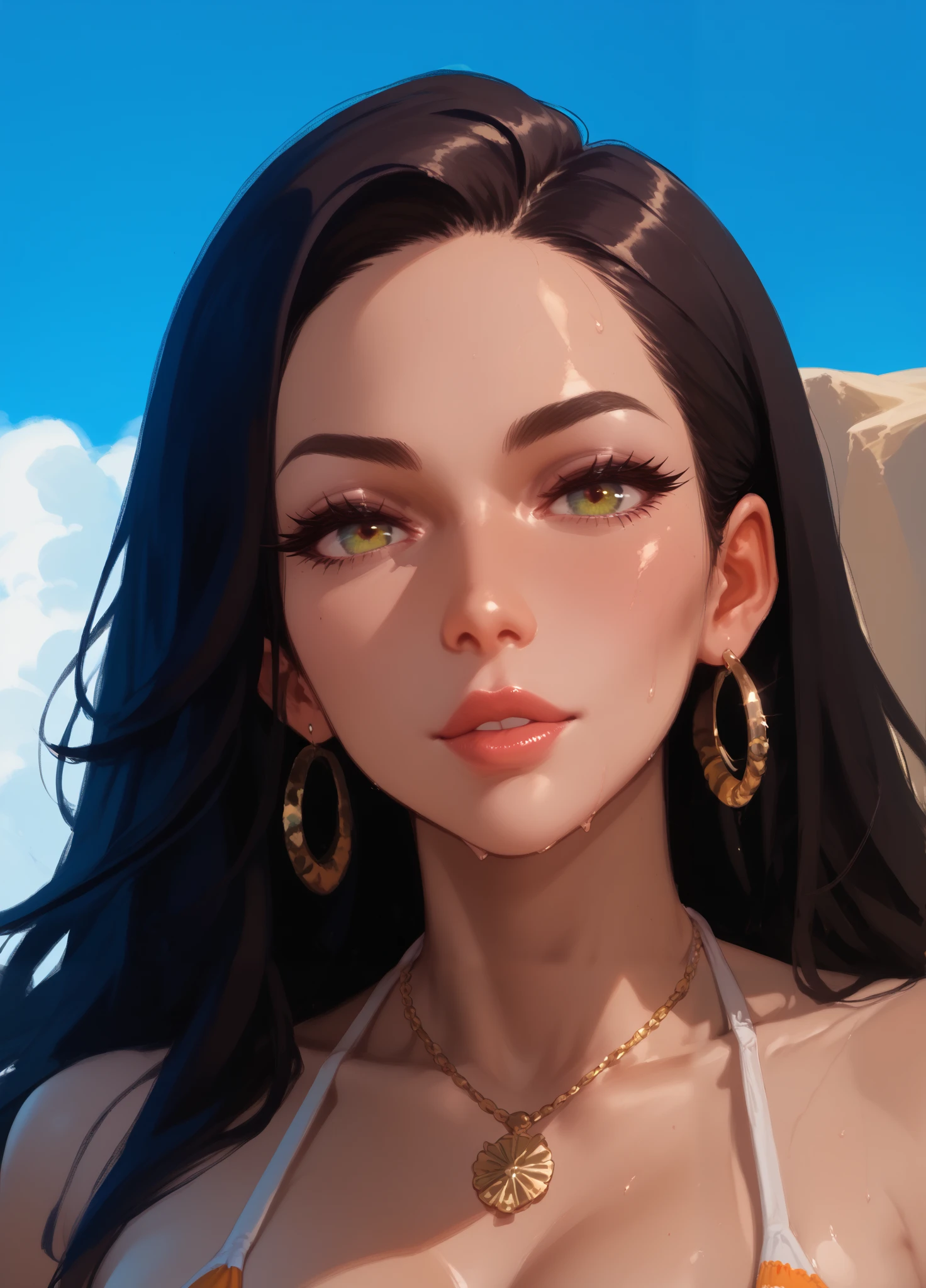 girl on the beach in a bikini, evict