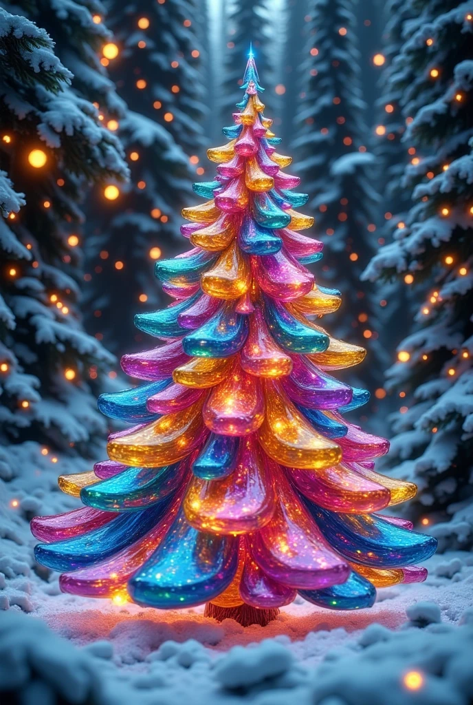  Red Glass Christmas Tree Toy, bright colors,  snow ,  as much detail as possible , Beautifully decorated with ,  masterpiece fails, 8 k,  better quality ,