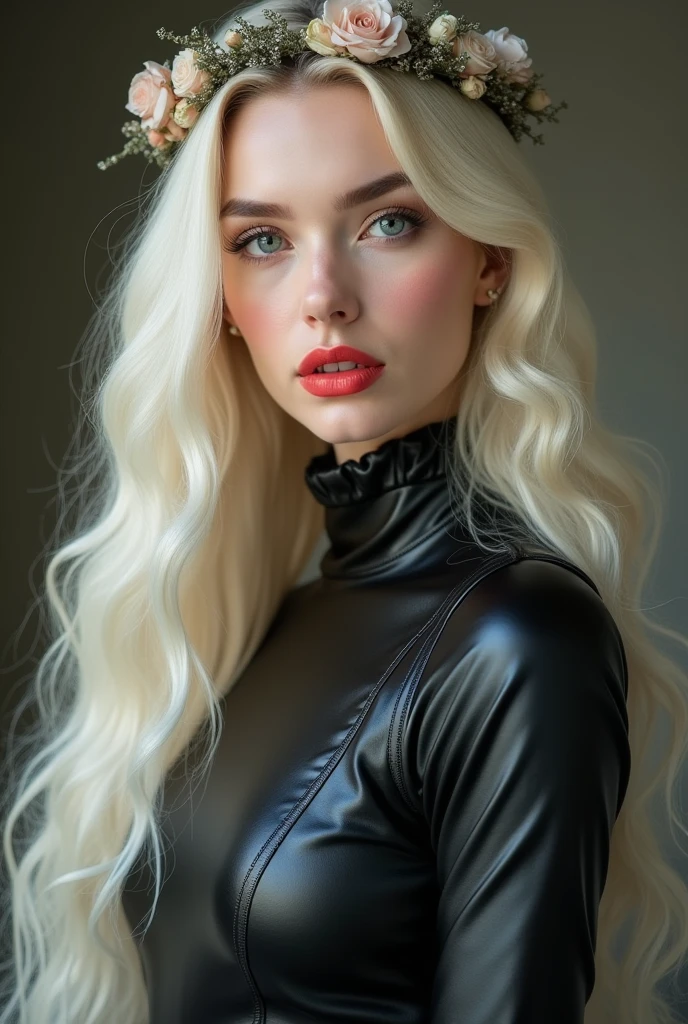 lady gaga gothic, 4k texture, long hair, high quality, extravagant hairstyle, original album cover, 8k image, futuristic, high image quality, at night, hair accessories, very realistic and defined face, full body pearl dress, realistic, various poses, full body