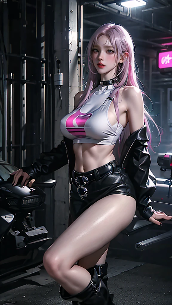 Magazine cover of smiling sexy beautiful Cyberpunk girl, porno magazine, text, (cybernetic implants), NSFW