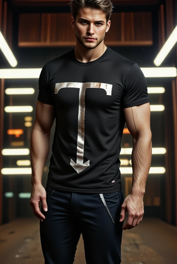 The person's dress was changed to a pink polo shirt,The collar is black,The shoulders of the dress are decorated with three black lines,The clothes are in the style of the American soccer team Miami International,The character's face and movement posture remain unchanged