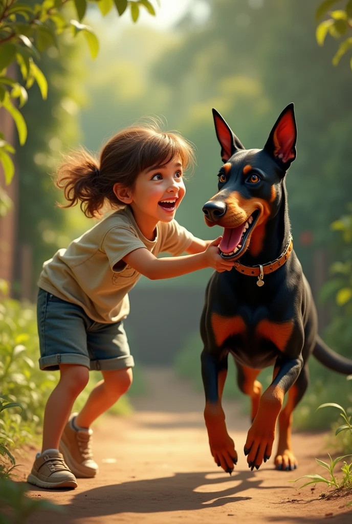 Make a Border Collie Dog, Playing in the park with a child, Full realista 8k