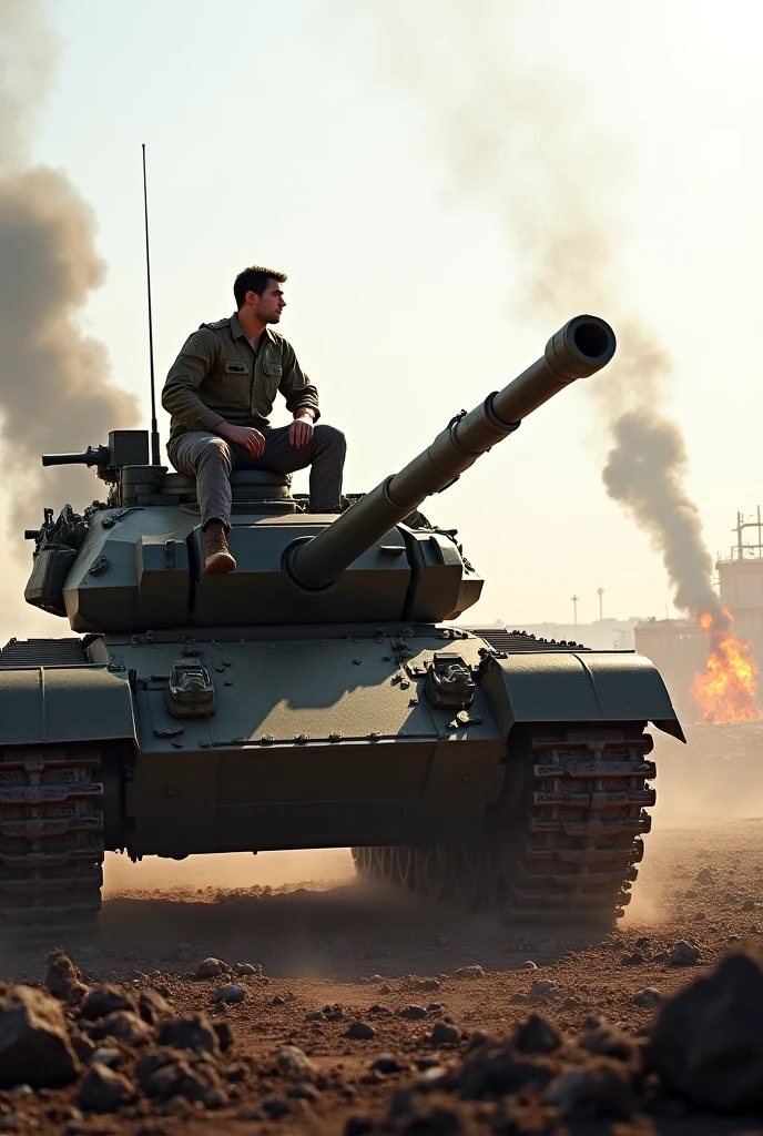 Messi as a fighter driving tank.