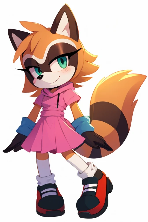 Female furry teenager raccoon fluffysonic style