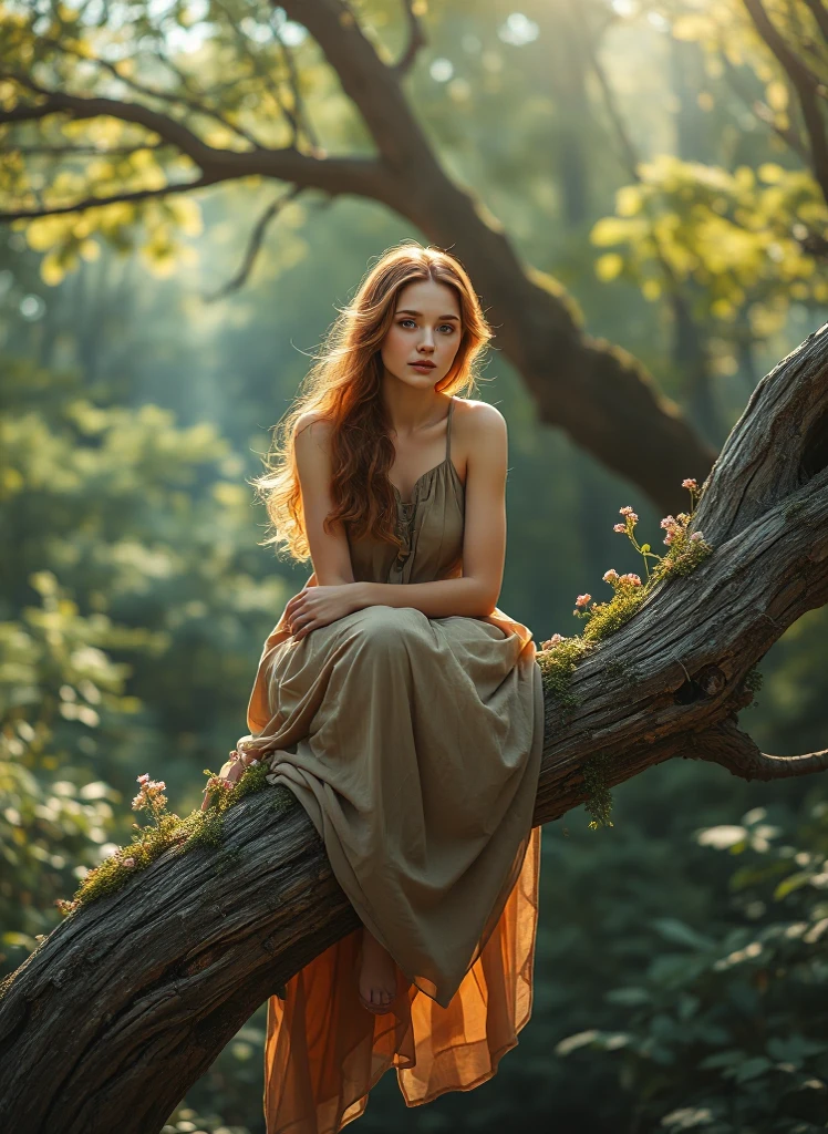 nature photography of a european woman on a branch