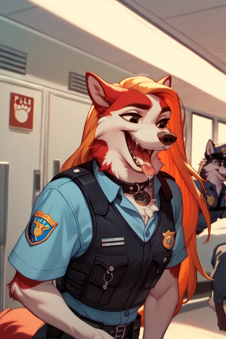 Oguchi Magami, Furry, Bar, Police Uniform, Humanoid (Tokyo After Class)