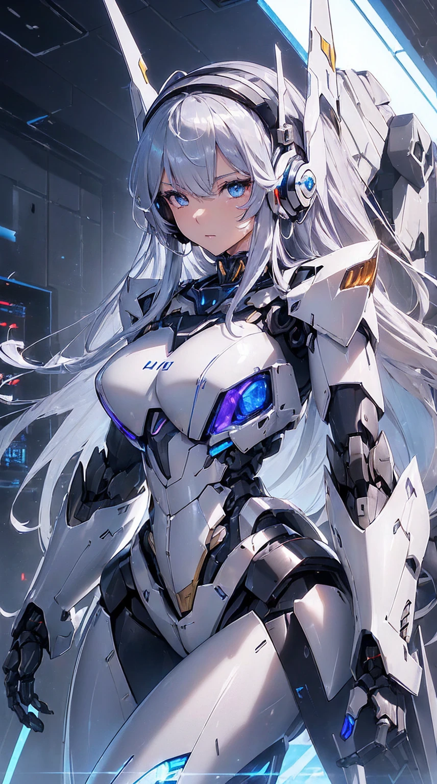 Blue shining mechanical eyes、A kind smile