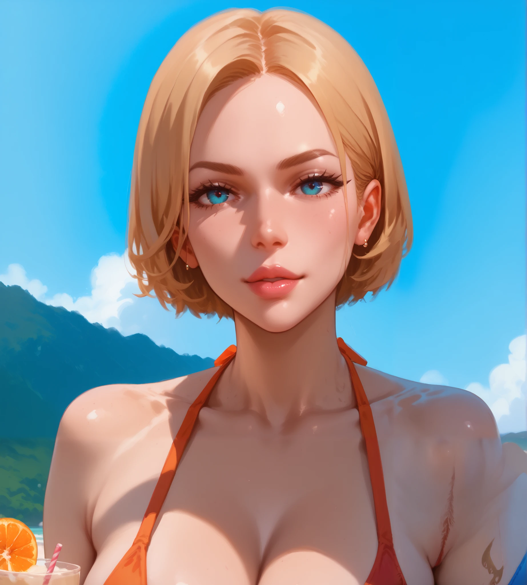 4 girls on the beach in bikinis