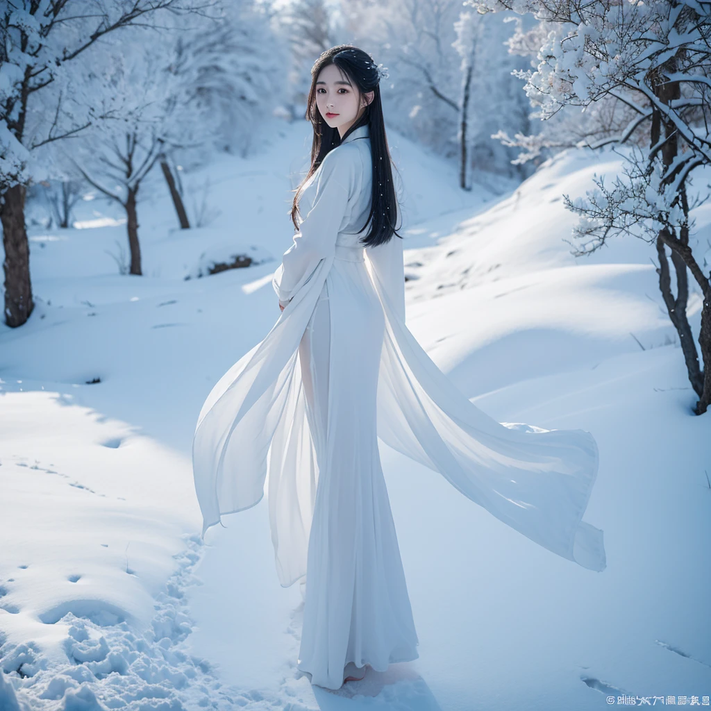  best image quality ， Very detailed， VERY HIGH RESOLUTION，  perfect body proportions， The work of a top photographer 。Beautiful Hanfu girl，Long eyelashes， big eyes， shiny eyes，Eye bags， full lips，Small nose， happy expression，Sweet， exquisite makeup， Full Body Photo ，snow White,  slim and straight legs ，snow-white skin，White embroidered skirt，neck lace，Show off long legs ，，Sweet， long hair flying ， best quality，masterpiece，，Imagine， seven-part shooting model : Hanfu, CFG scale: 7,  Lola : Future Fashion(0.4)、rainbow(0.4)、 Martial Arts(0.2)、 Asian face woman-2 (0.4)、Poetic boy， beautiful ass ，Nice butt，Beautiful buttocks